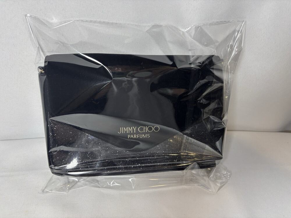 Jimmy Choo Black Glitter Crossbody Bag with Gold Chain Strap Designer